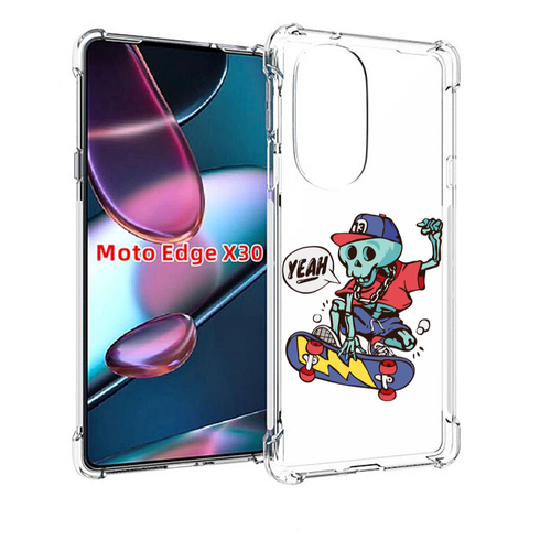 Чехол MyPads Скелет-на-скейте для Motorola Moto Edge X30 задняя-панель-накладка-бампер
