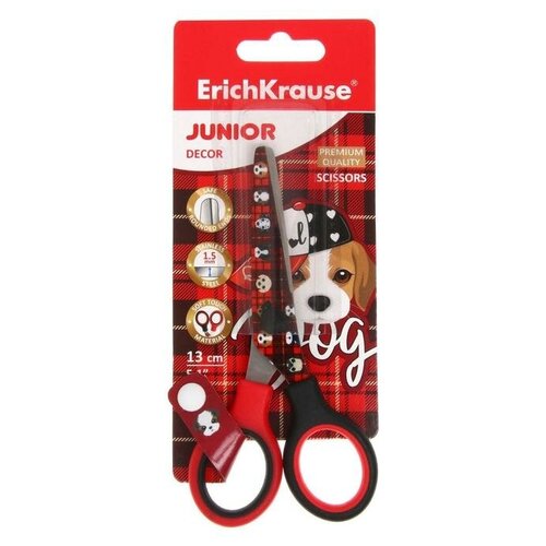 Ножницы детские 13 см, ErichKrause Junior Decor Dog, с принтом на лезвиях ножницы для кутикулы cute cute закругленные широкие