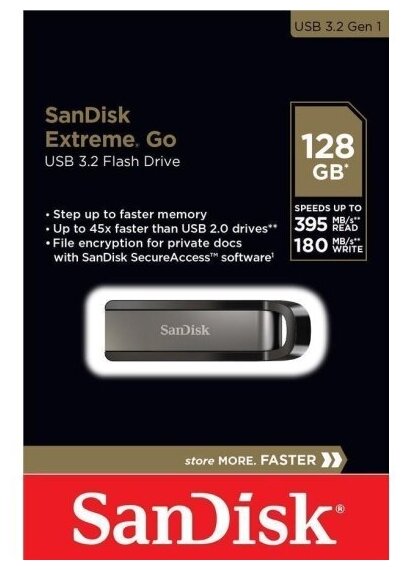 USB флешка Sandisk 128Gb Extreme Go USB 3.2 Gen 1 (395/180 Mb/s)