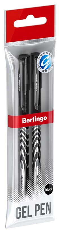 Ручка гелевая Berlingo "G-Line" черная, 0,5мм, игольчатый стержень, 2шт, пакет с европодвесом (арт. 305528)
