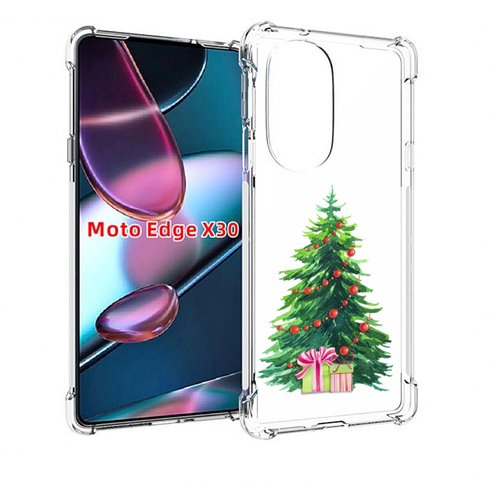 Чехол MyPads Елка новогодняя с подарками акварель для Motorola Moto Edge X30 задняя-панель-накладка-бампер