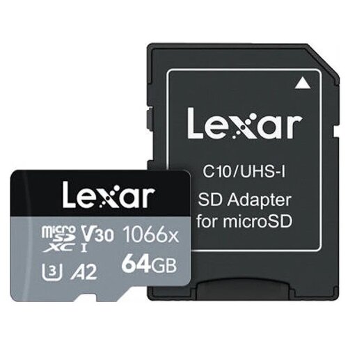 Карта памяти Lexar Professional 64GB 1066x microSDXC UHS-I U3 оригинальная карта памяти lenovo 512 гб 256 гб 128 гб флеш карта класса 10 tf sd карта micro 256 гб 128 гб 64 гб sd карта для адаптера смартфона