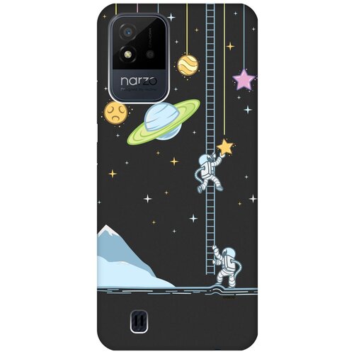 Матовый Soft Touch силиконовый чехол на Realme narzo 50i, Рилми Нарзо 50и с 3D принтом Ladder into Space черный матовый soft touch силиконовый чехол на realme c35 рилми с35 с 3d принтом ladder into space черный