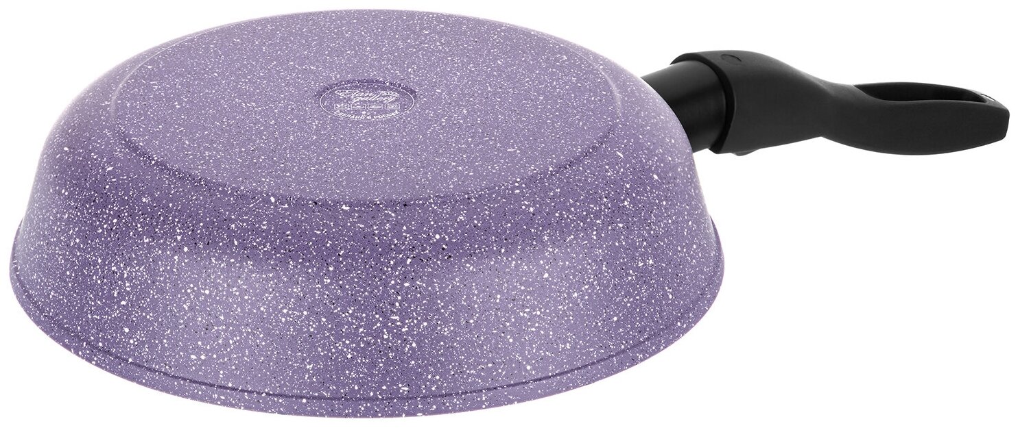 Сковорода глубокая 28 см Elan Gallery гармония вкуса Фиолетовый топаз с крышкой D28, съёмная ручка - фотография № 9
