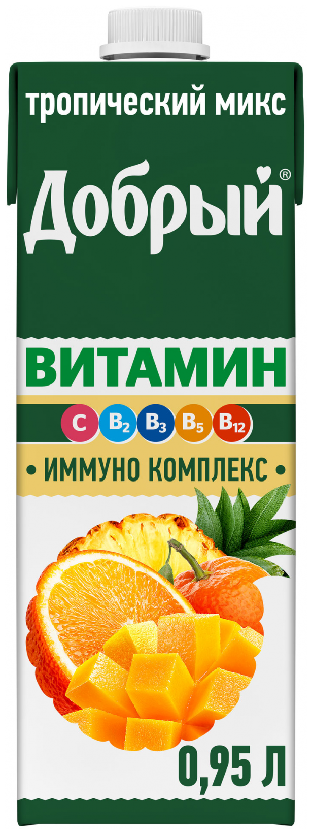 Добрый Напиток сокосодержащий мультифруктовый, обогащенный витаминами «Тропический микс» 0,95л - фотография № 6