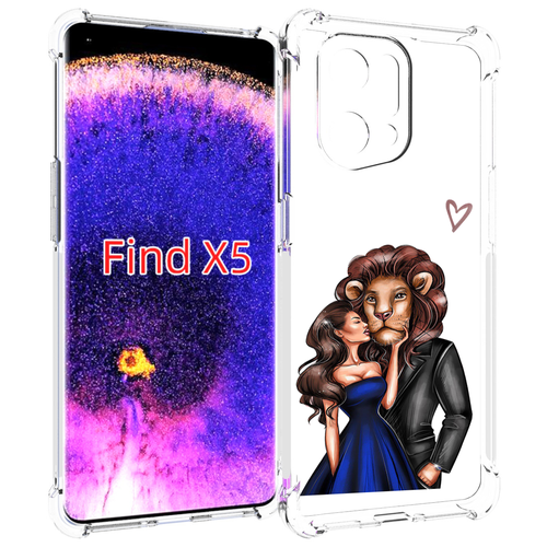 Чехол MyPads лев-в-смокинге для Oppo Find X5 задняя-панель-накладка-бампер