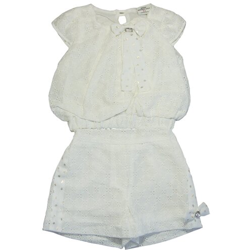 Блузка и шорты комплект для девочки, MIDIMOD GOLD, размер 98, цвет белый