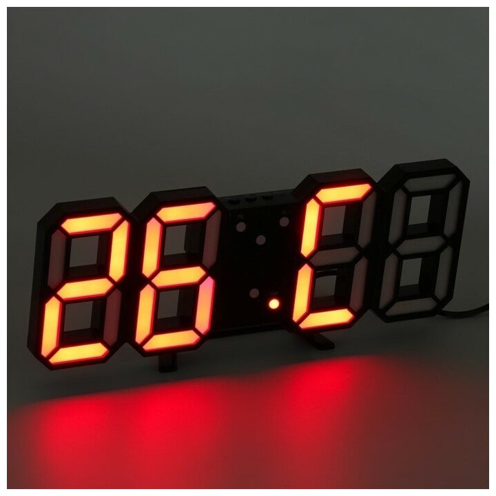 Часы электронные настольные, настенные "Цифры", красная индикация, 9 х 23 см, от USB