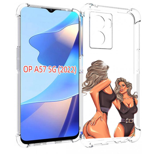 Чехол MyPads девушка-в-купальнике-черном женский для OPPO A57 5G(2022) задняя-панель-накладка-бампер чехол mypads маленькие розочки на черном фоне женский для oppo a57 5g 2022 задняя панель накладка бампер