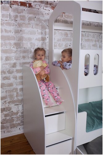 Изображение товара Лестница-комод "Чудо", ЛДСП, 119х84х45, цвет белый шагрень, ЭльфОла