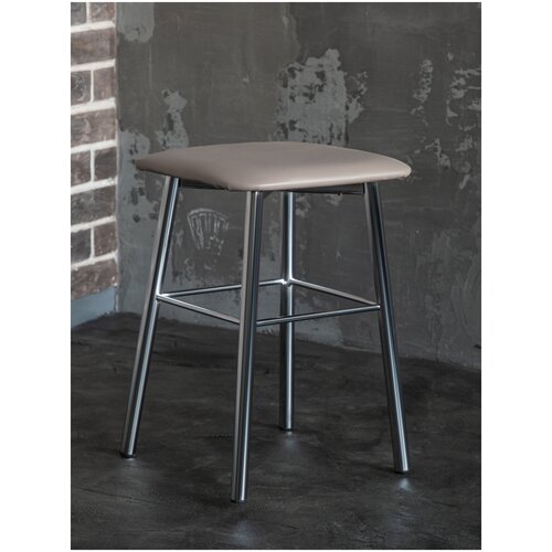 Табурет из металла и экокожи, КЕА, цвет серый