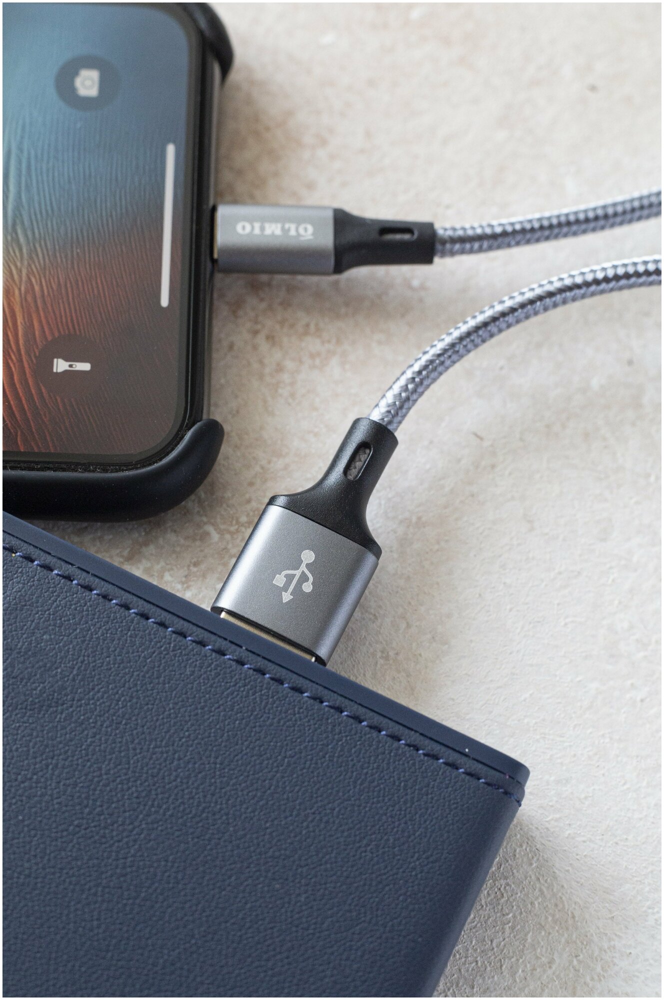 Кабель OLMIO BASIC, USB 2.0 - lightning, 1.2м, 2.1A, текстильная оплетка, черный - фото №3