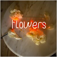 Неоновая табличка flowers цветы 30х7 см