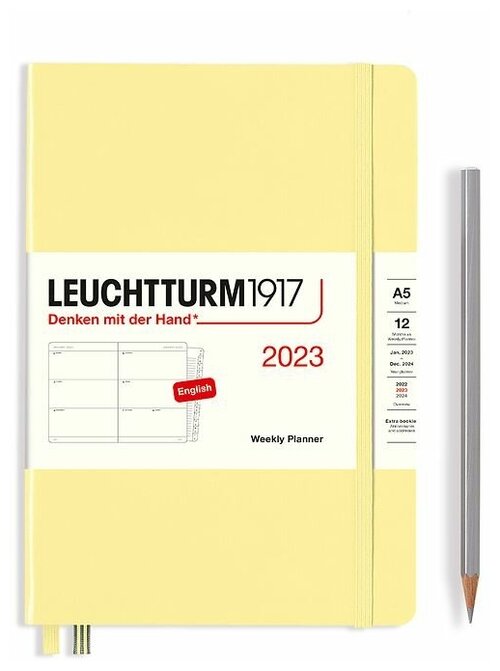 Еженедельник датированный Leuchtturm1917 Medium (A5) на 2023г дни твердая обложка + алфавитная записная книжка
