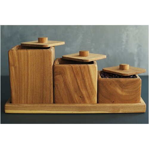 Набор деревянных коробок с крышкой для хранения