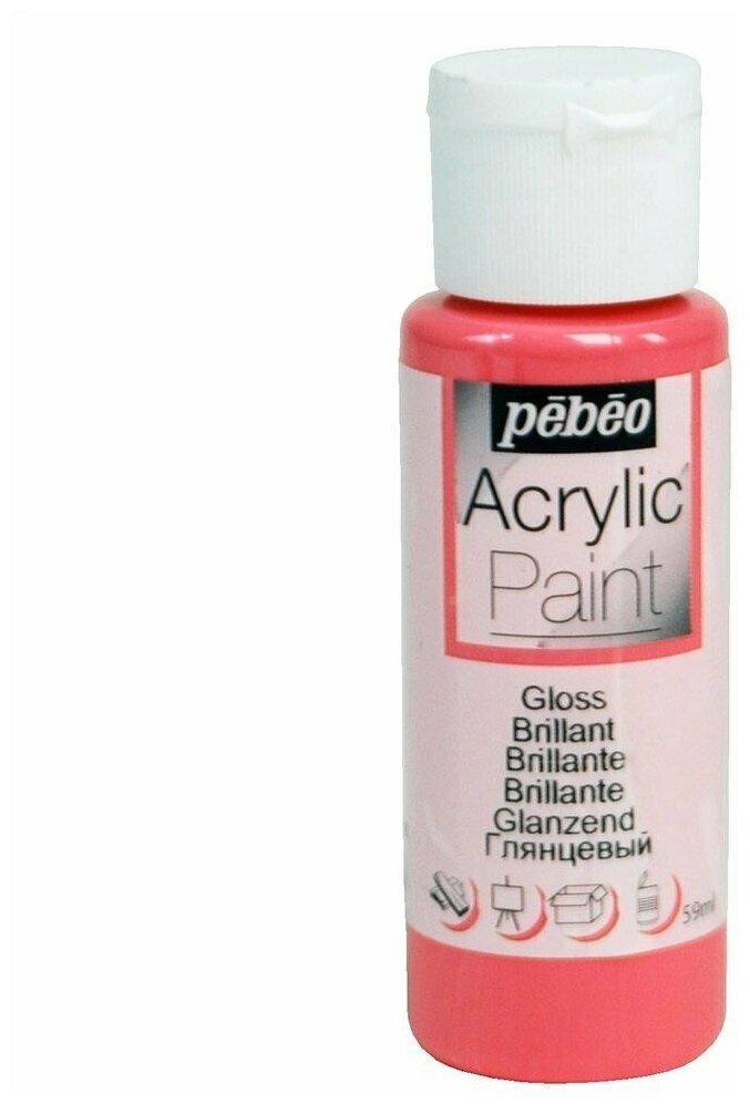 Краски акриловые PEBEO Acrylic Paint декоративная глянцевая 59 мл 097863 розовый коралл