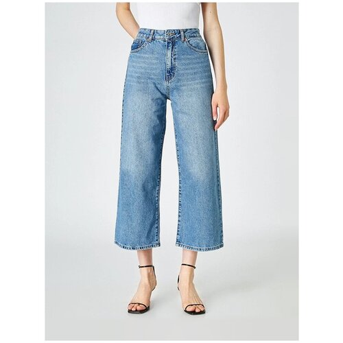 фото Брюки-джинсы koton women, 2sal40052md, цвет: li̇ght indigo, размер: 26 32