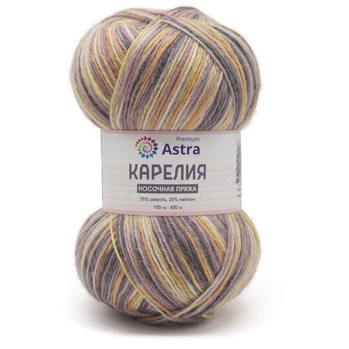 фото Пряжа для вязания astra premium 'карелия' носочная (karelia sock), 100г, 400м (75% шерсть, 25% нейлон) (1003), 2 мотка
