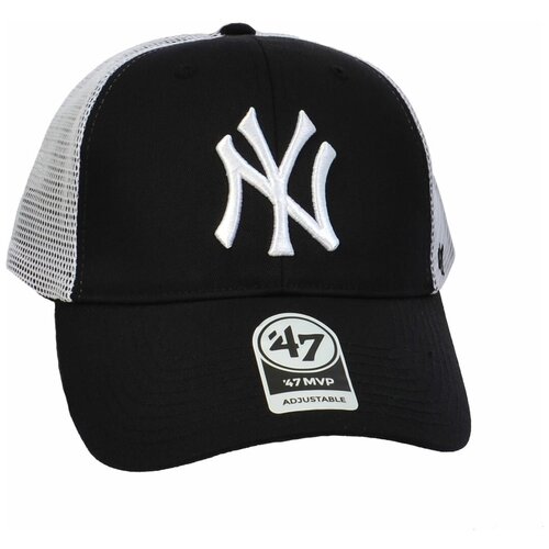фото Бейсболка летняя сетка с изогнутым козырьком '47 brand branson mvp new york yankees b-brans17ctp (os белый с черным)