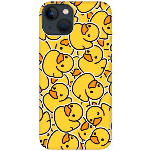 Силиконовый чехол на Apple iPhone 14 Plus / Эпл Айфон 14 Плюс с рисунком Duck Pattern Soft Touch желтый силиконовый чехол на apple iphone 14 эпл айфон 14 с рисунком tigers pattern soft touch желтый