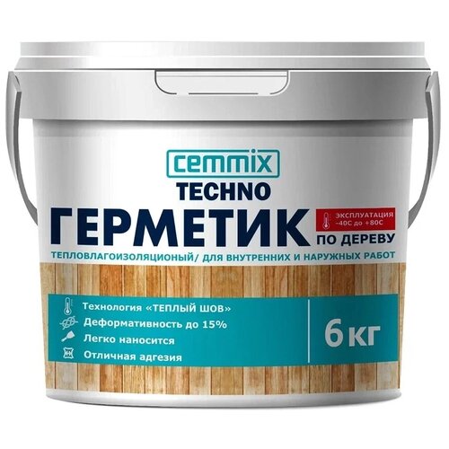 Герметик Cemmix по дереву для теплого шва 6 кг сосна 6000 гр