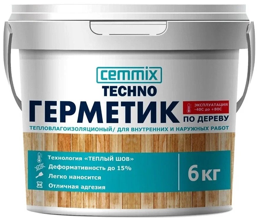 Герметик Cemmix по дереву для теплого шва 6 кг