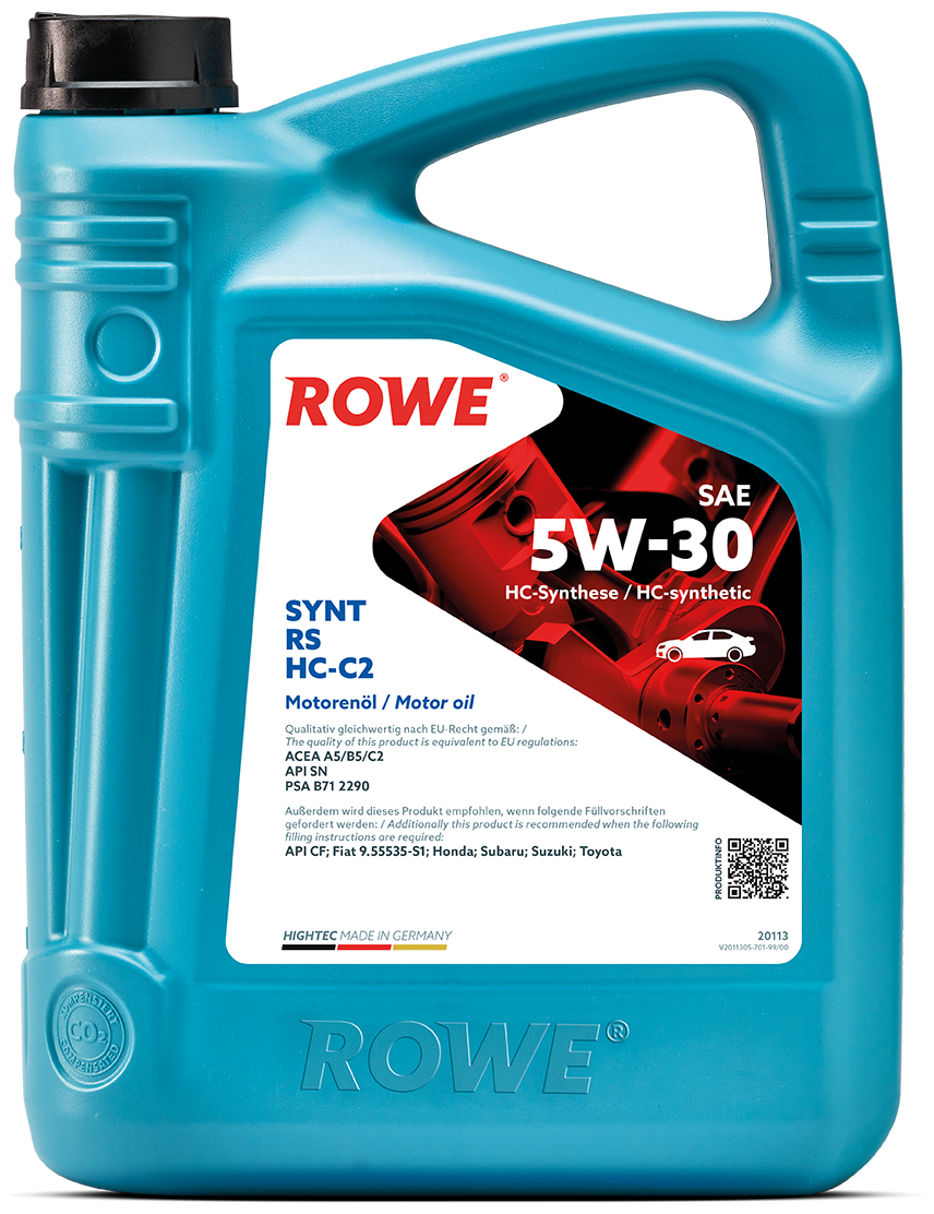 HC-синтетическое моторное масло ROWE Hightec Synt RS SAE 5W-30 HC-C2, 5 л, 4 шт.