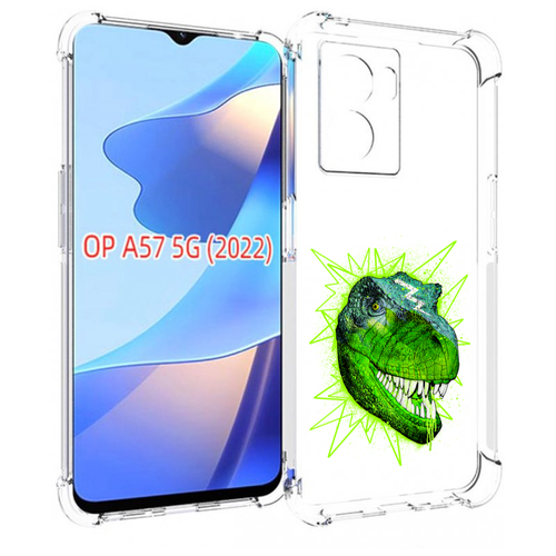Чехол MyPads зеленый динозавр для OPPO A57 5G(2022) задняя-панель-накладка-бампер