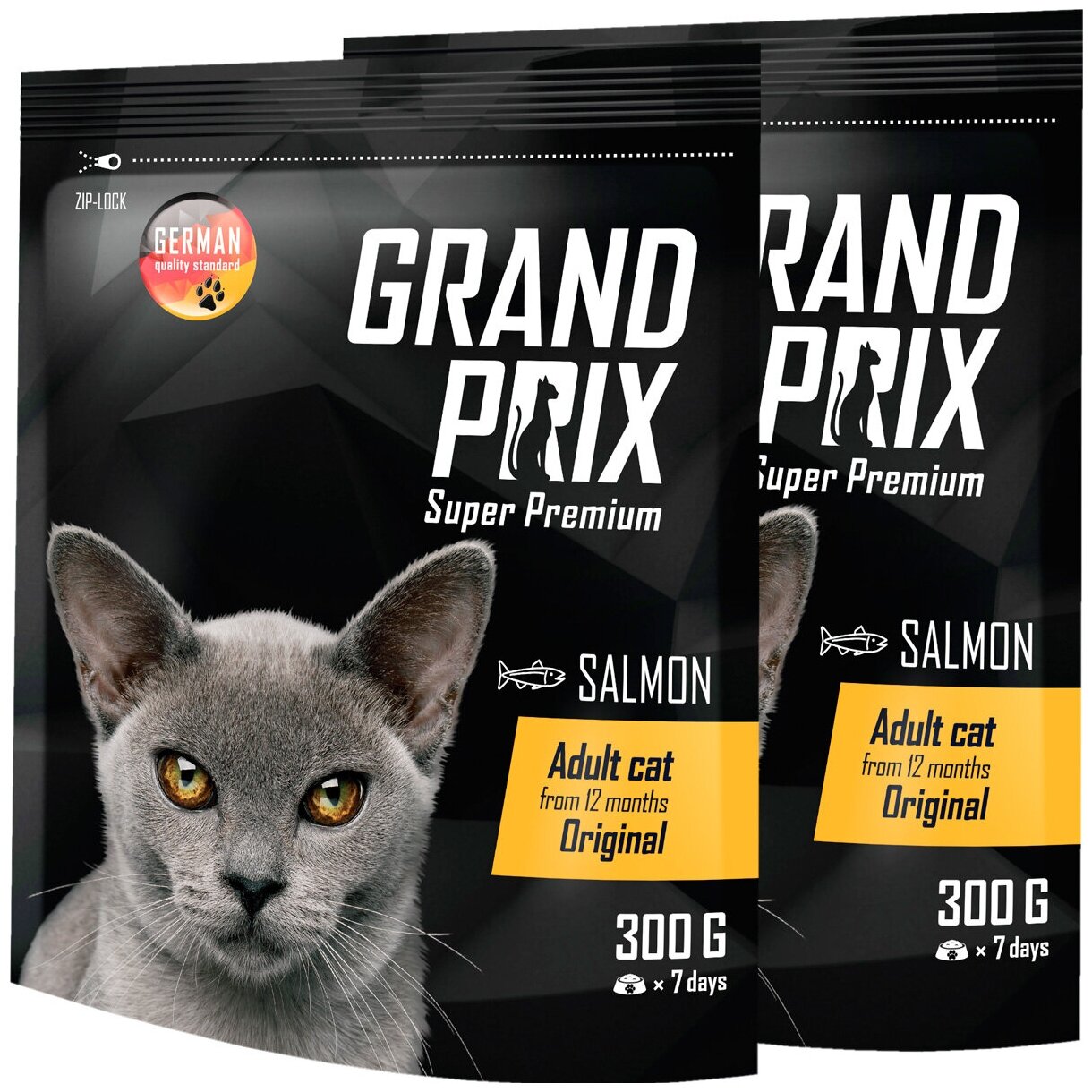 GRAND PRIX ADULT CAT ORIGINAL для взрослых кошек с лососем (0,3 + 0,3 кг)