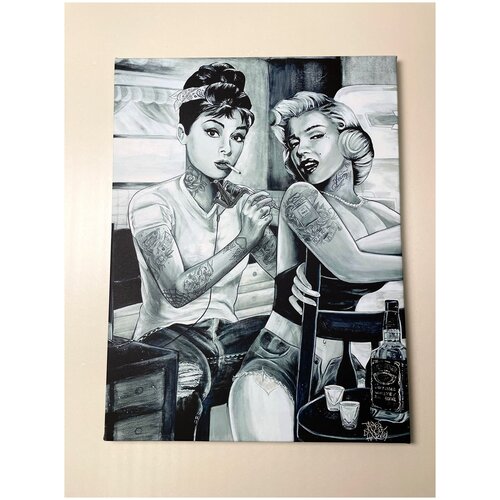 Картина на холсте ретро DariArt «Мэрилин Монро и Одри Хепбёрн» 65*49 см