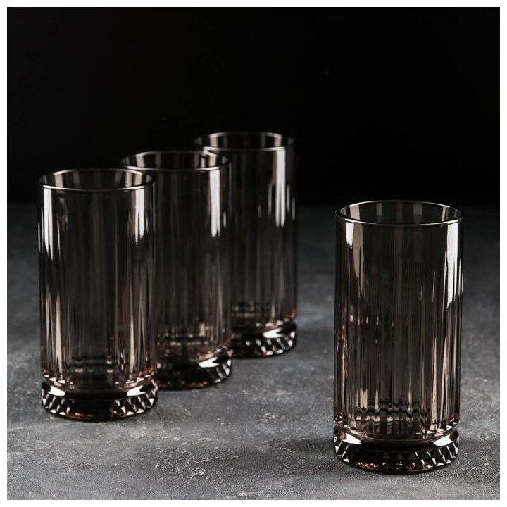 Набор стаканов "Элизия", 445 мл, 4 шт, цвет серый