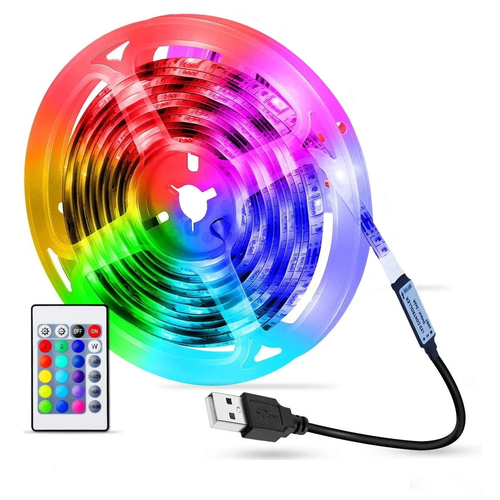 Светодиодная лента с пультом многоцветная RGB 2 м с питанием от USB