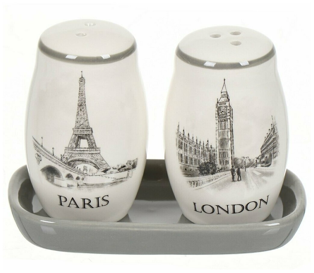 фото Набор для специй керамика, 3 шт, серый, Daniks, Фьюжн