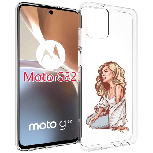 Чехол MyPads красивая-девушка-в-белом женский для Motorola Moto G32 задняя-панель-накладка-бампер