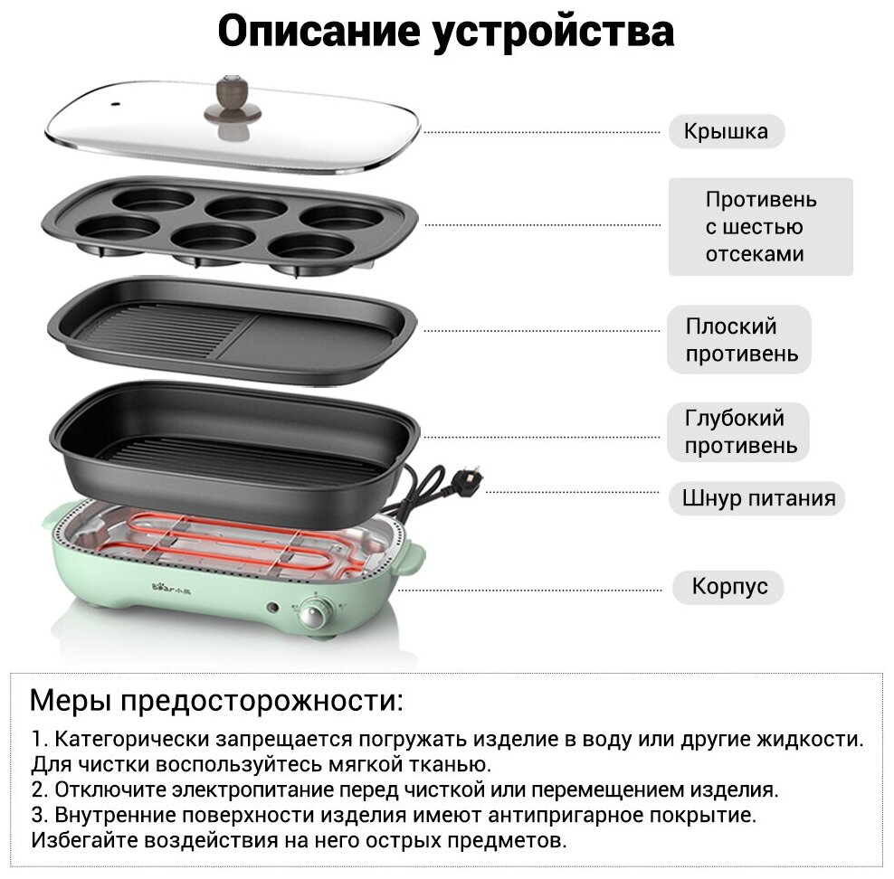 Многофункциональная электрическая кастрюля-гриль Bear DHG-C40D5 - фотография № 10