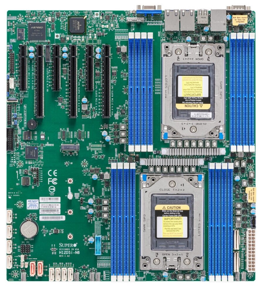 Материнская плата Supermicro Motherboard 2xCPU H12DSI-N6 (MBD-H12DSI-N6-B) - фото №1