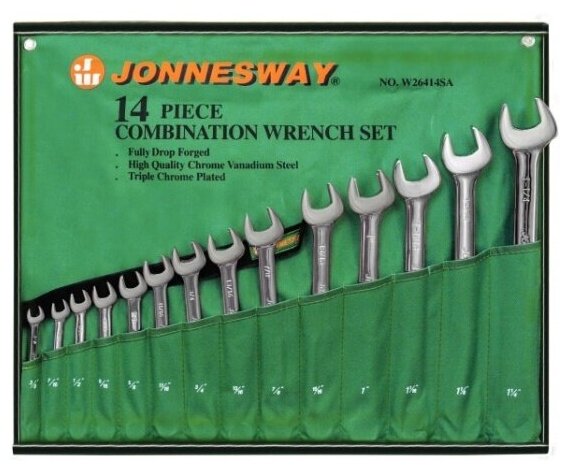 Набор ключей комбинированных дюймовых Jonnesway W26414S, 14 предметов