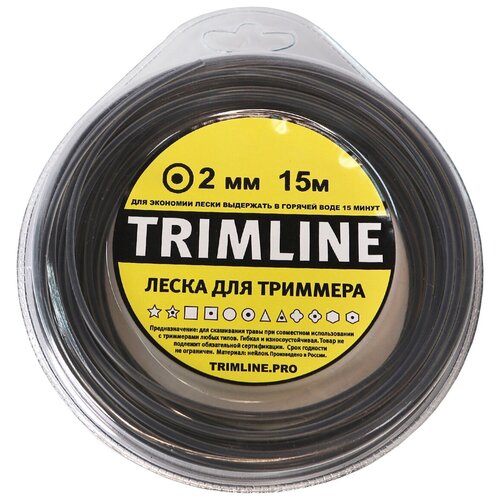 Леска для триммера TrimLine, сечение круг с сердечником, диаметр 2 мм, длина 15 м, блистер