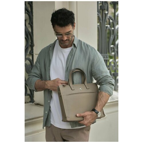 Портфель FIORE BAGS, натуральная кожа, коричневый