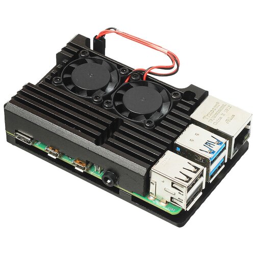 Корпус Qumo RS010 для Raspberry Pi 4 Aluminum Case with Fans Black корпус qumo rs023 для raspberry pi 3 aluminum case black