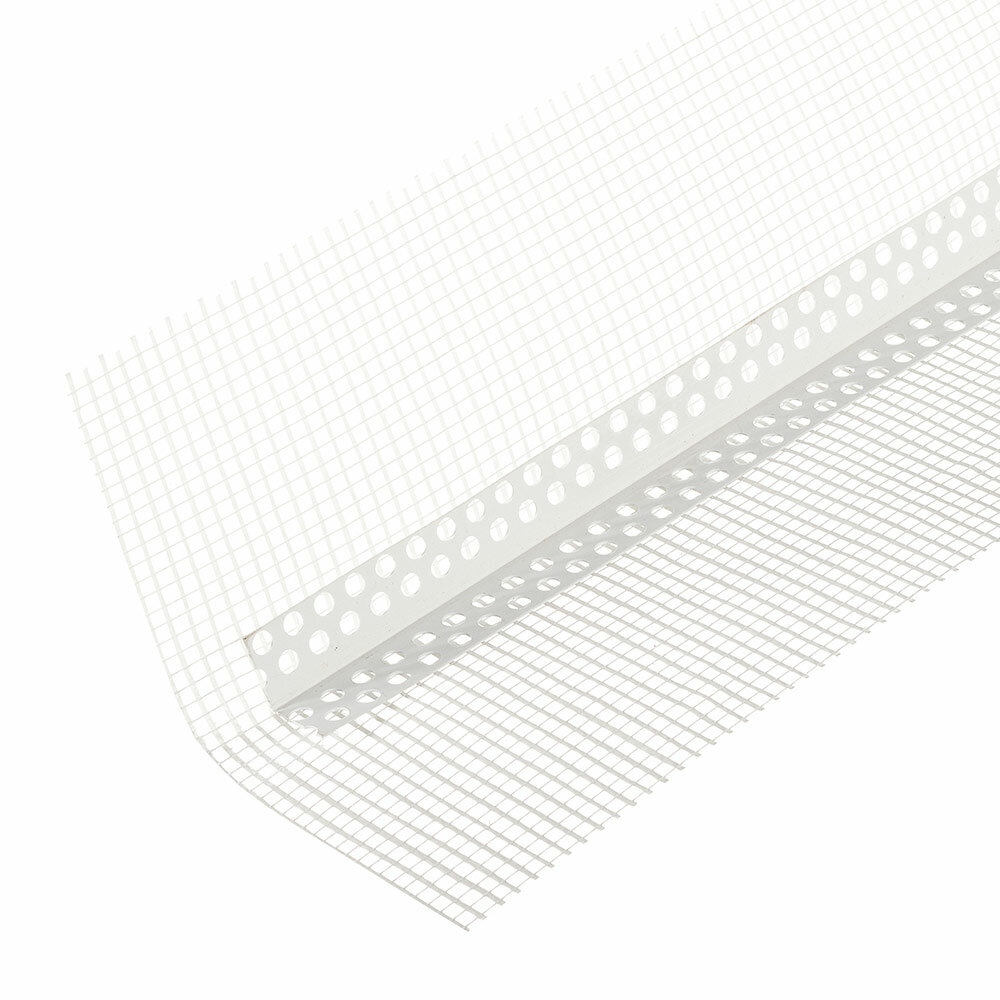 фото Профиль углозащитный мягкий пластиковый с сеткой 100х100 мм 25 м