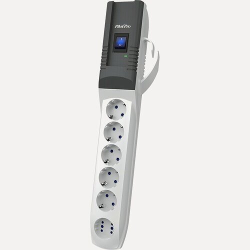 Изображение товара Сетевой фильтр Pilot Pro, 6 розеток, с/з, 10А / 2200 Вт белый 3 м 445 мм 70 мм 65 мм 6 Pilot Pro 3m
