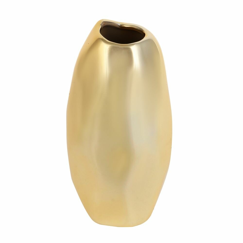 фото Ваза для цветов, декора, сухоцветов керамическая золотая, 12,2х5,8 см