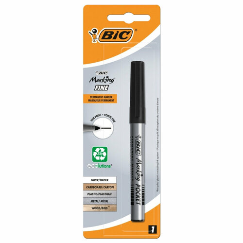 Маркер перманентный BIC Marking Fine ECOlutions, черный, 1,1 мм, блистер, 8755921 упаковка 7 шт.