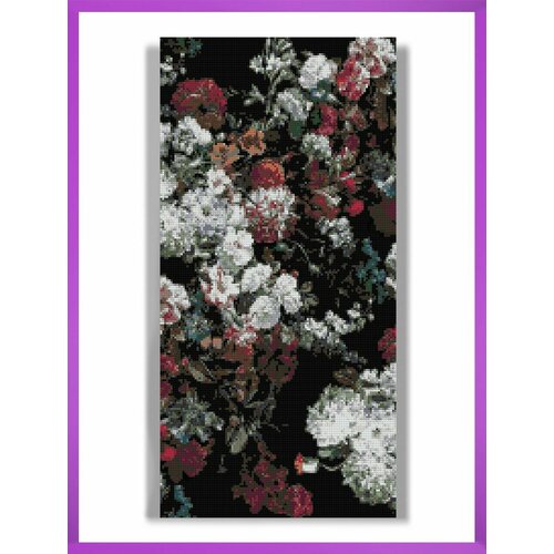 Алмазная мозаика на подрамнике - вышивка Цветочная композиция 30 х 60 см