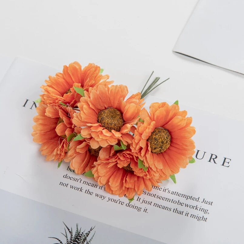 Artificial Flowers Festival Home Decorations Room Wedding Decorative Wreath Silk Daisy Gerbera Diy Gifts Box Scrapbook Car Cheap