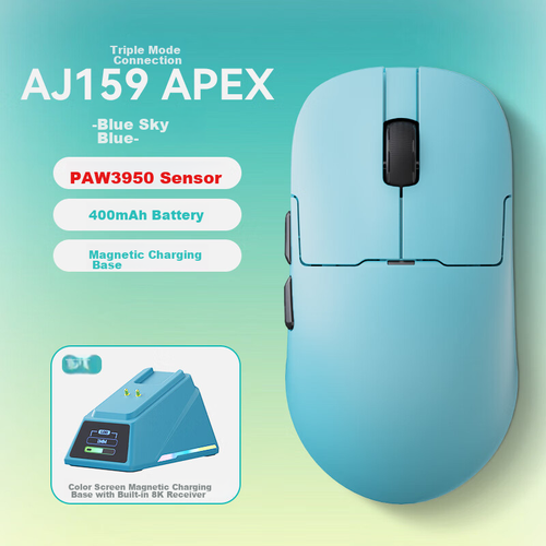 Игровая мышь AJAZZ AJ159 APEX Wireless Wired24GBluetooth Tri-Mode Original PAW3950 8K Blue 601100₽