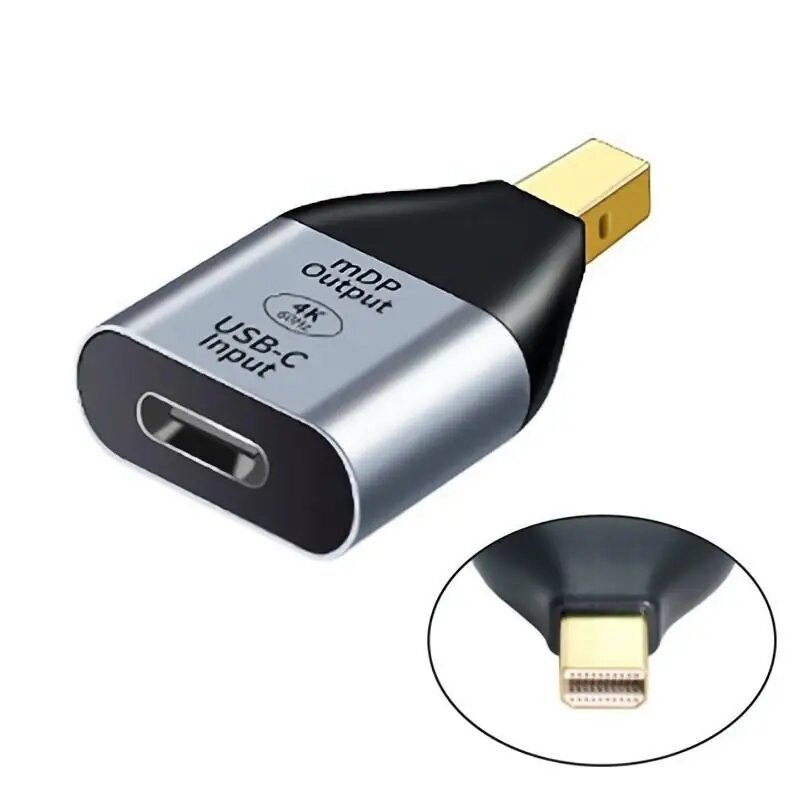 Адаптер Mini Displayport USB-C Type C с гнездом для Mini Displayport DP Sink HDTV 4K 60 Гц 1080p для планшета, телефона, ноутбука, Серый, Другой