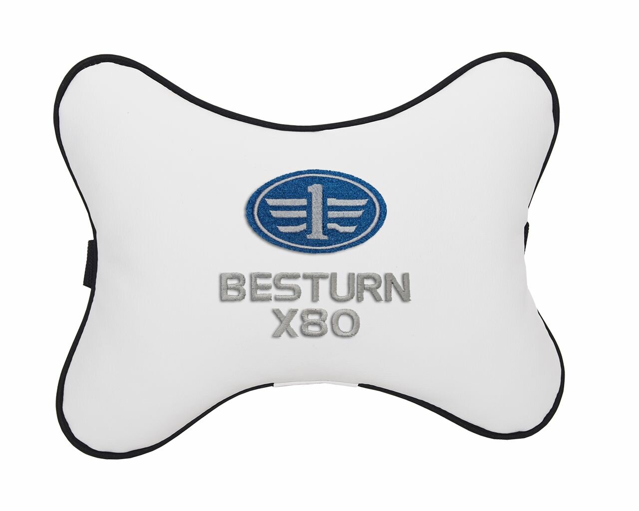 Подушка на подголовник автомобильная белая экокожа FAW Besturn X80