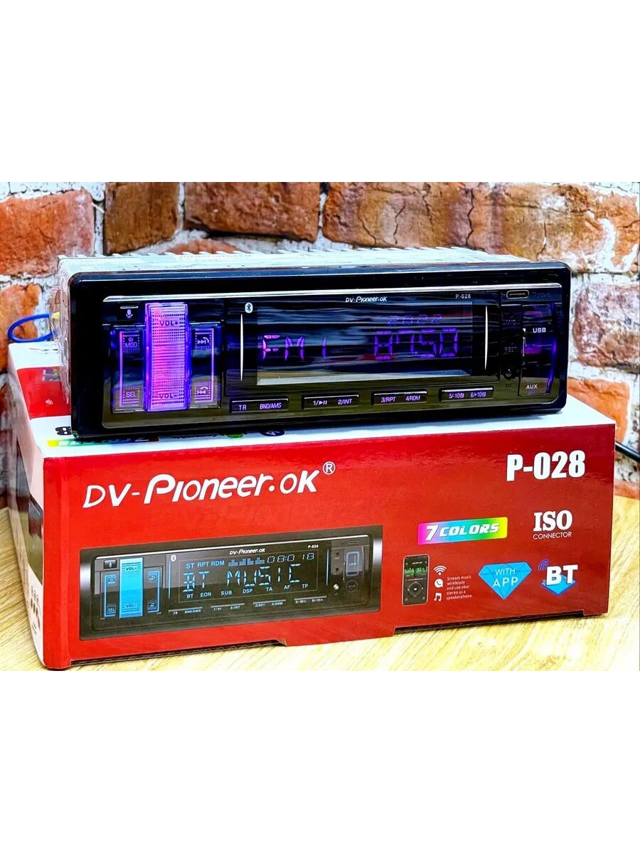 Магнитола Dv-Pioneer Ok, 1DIN, 2", MP3, WMA, поддержка Bluetooth, AUX